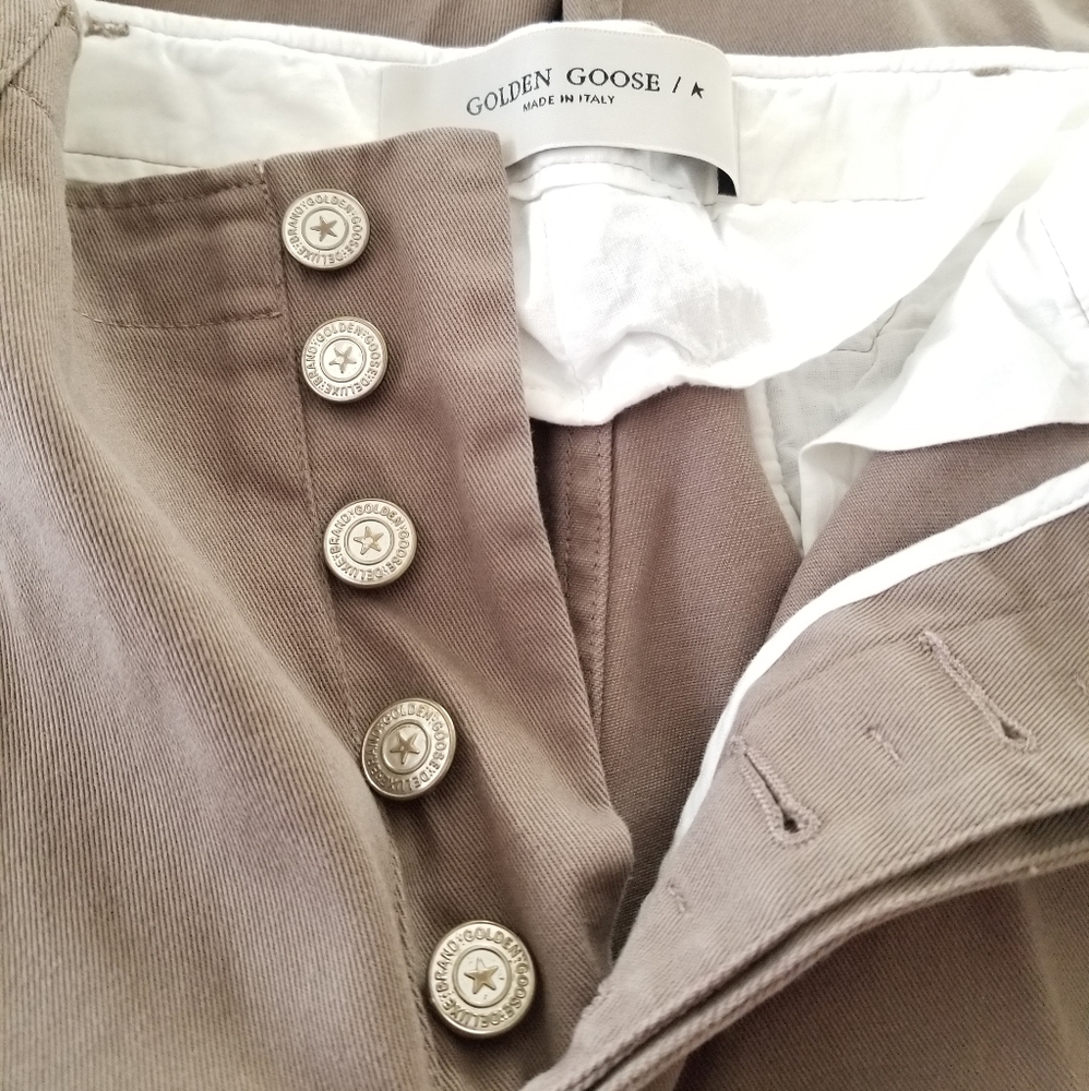 Golden Goose Cropped Chino Pants Size IT 44 Khaki Beige - Picture 11 of 12